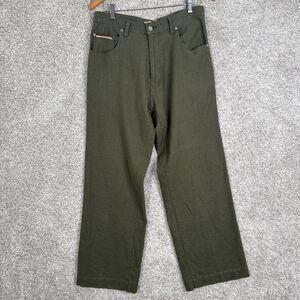 Z‎ Cavaricci Pants Army Green Linen Blend 32x30 Women's - Straight Wide Leg